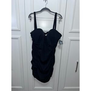 NWT Torrid‎ Women's Black Ruched Retro Swimdress Size 3 Removable Straps